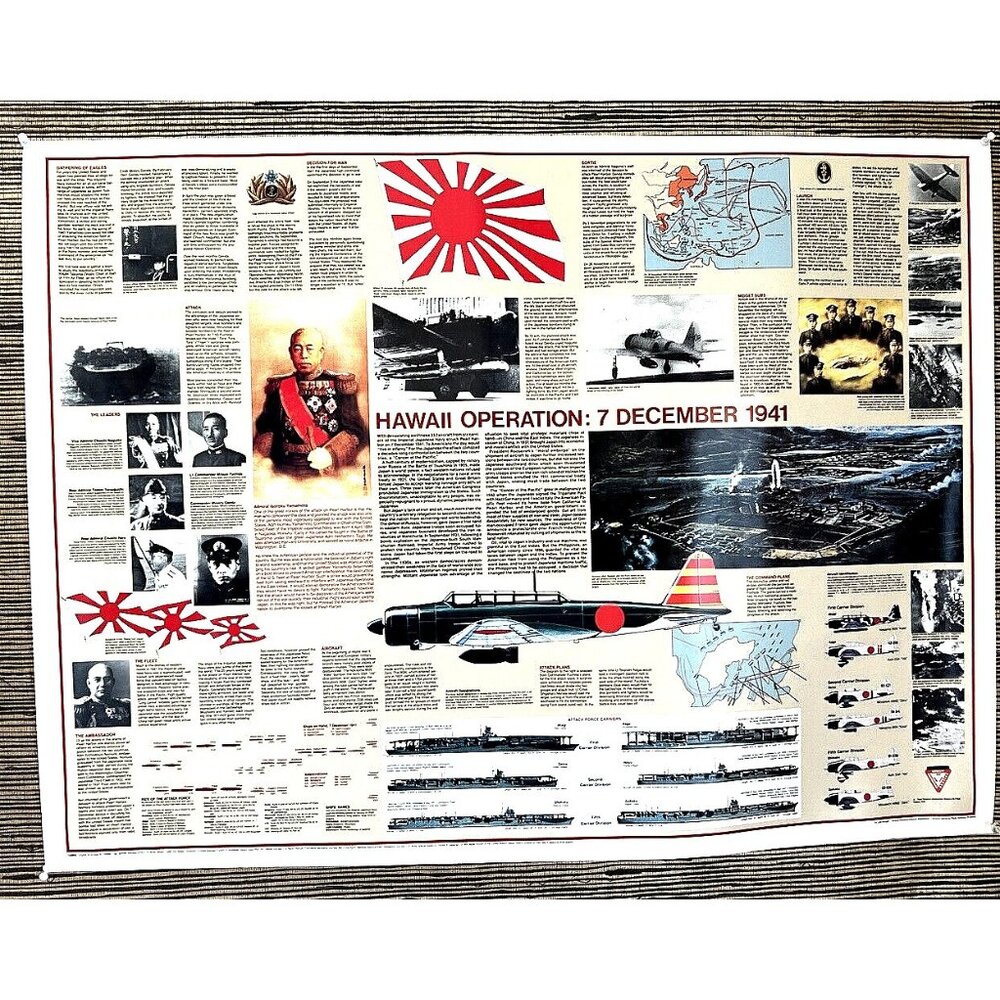 Hawaiian Operation WW2 Pearl Harbour Japanese Attack  7 Dec. 1941 Poster Map NEW